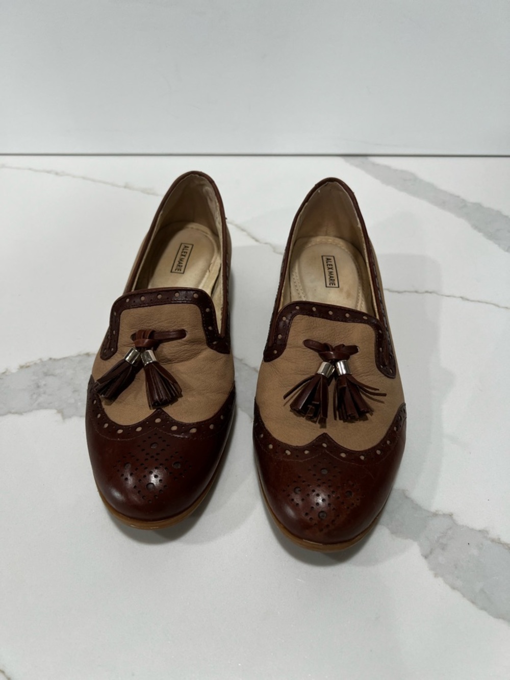 Alex Marie Two-Tone Brown & Tan Tassel Loafers